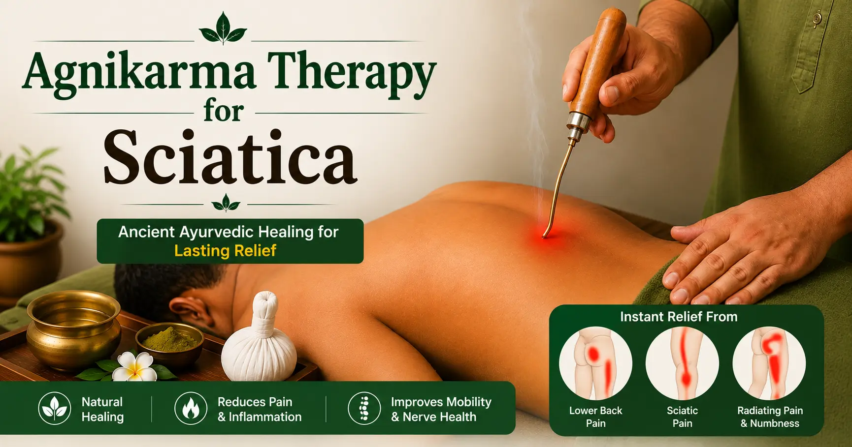 Agnikarma therapy for sciatica at Ayutirth Ayurveda Gota Ahmedabad